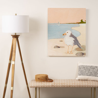 «Sabina Fenn Illustration Seagull», reproduction d'art encadrée en métal