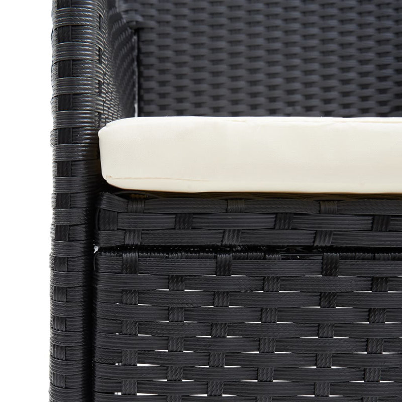 4x chaises de patio pour l'extérieur, Blanc, crème, Noir, noir, noir, noir
