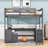 Karthika Wood Loft Bed With U-Shaped Desk, Drawers,Ladder And Storage Shelves-48948151-57975003