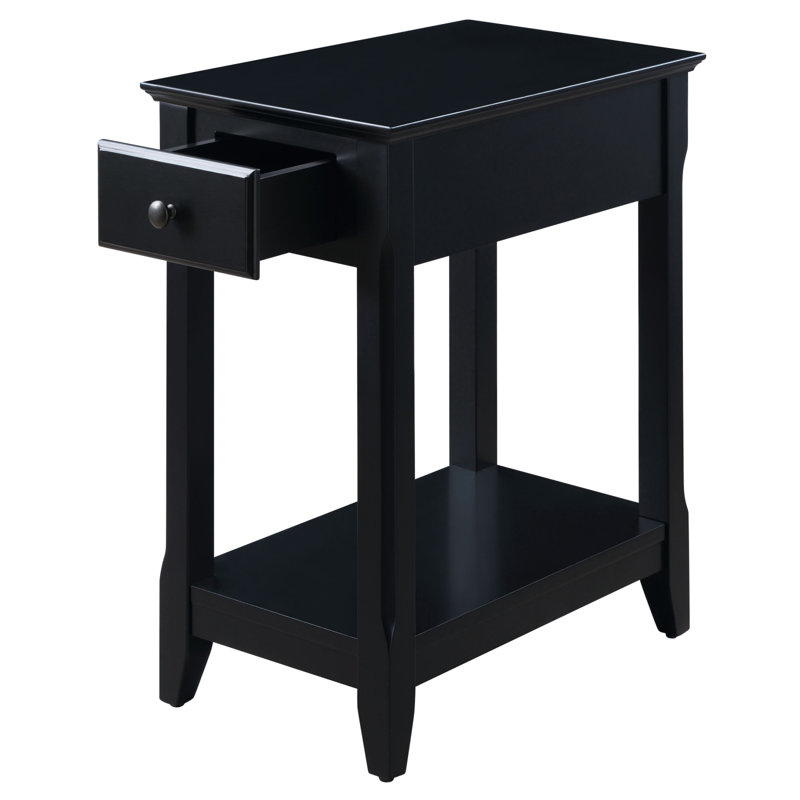 Table d'appoint avec tablette inférieure, Noir