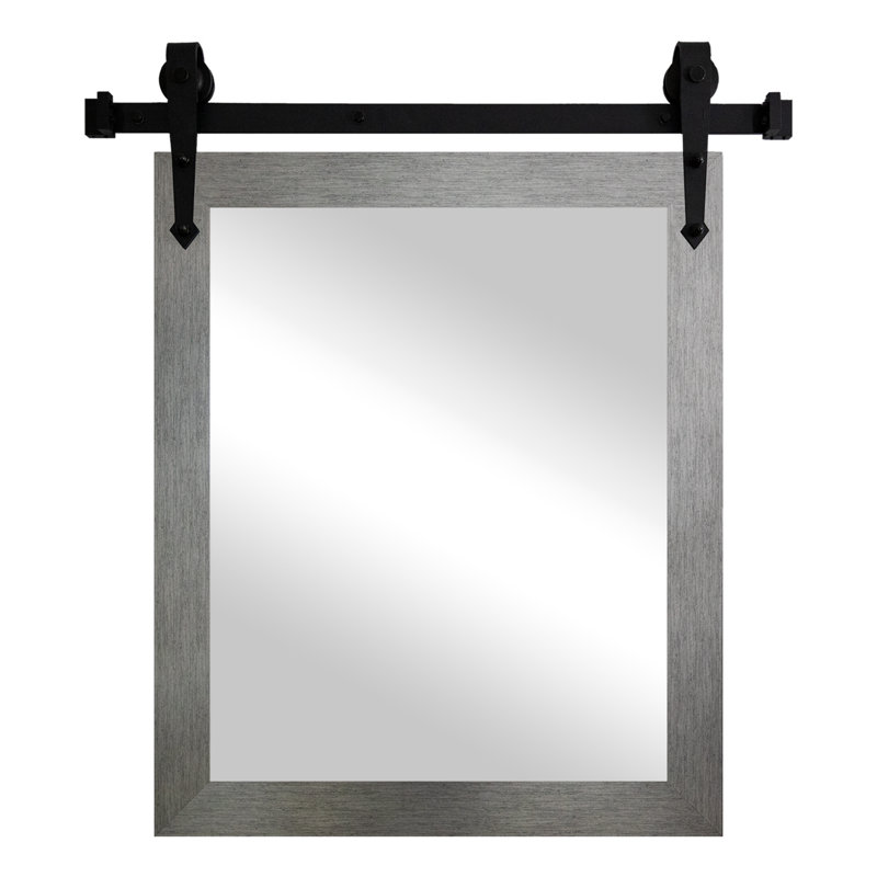 Lynd Engineered Wood Flat Mirror, 39" H x 33" W, Brushed Silver