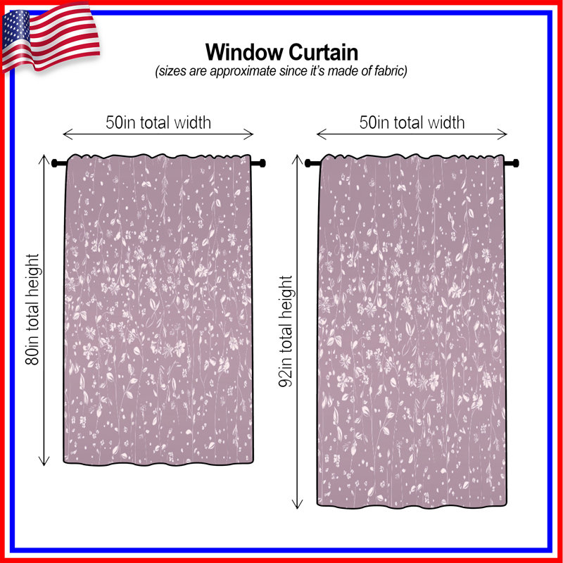 Rideaux à motif floral et voilages à motif floral - 1 panneau, 50" x 92" - 1 Panel, Transparent