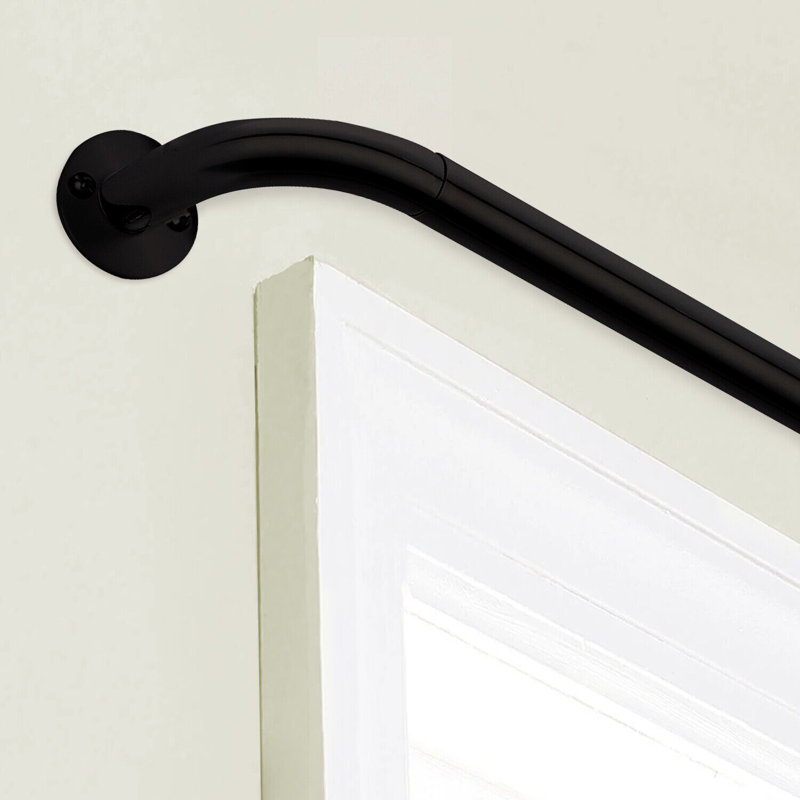 Westmont Extendable Adjustable Single Blackout Curtain Pole/ Rod with Finials, Hooks, Rings, 120-210 cm , Black