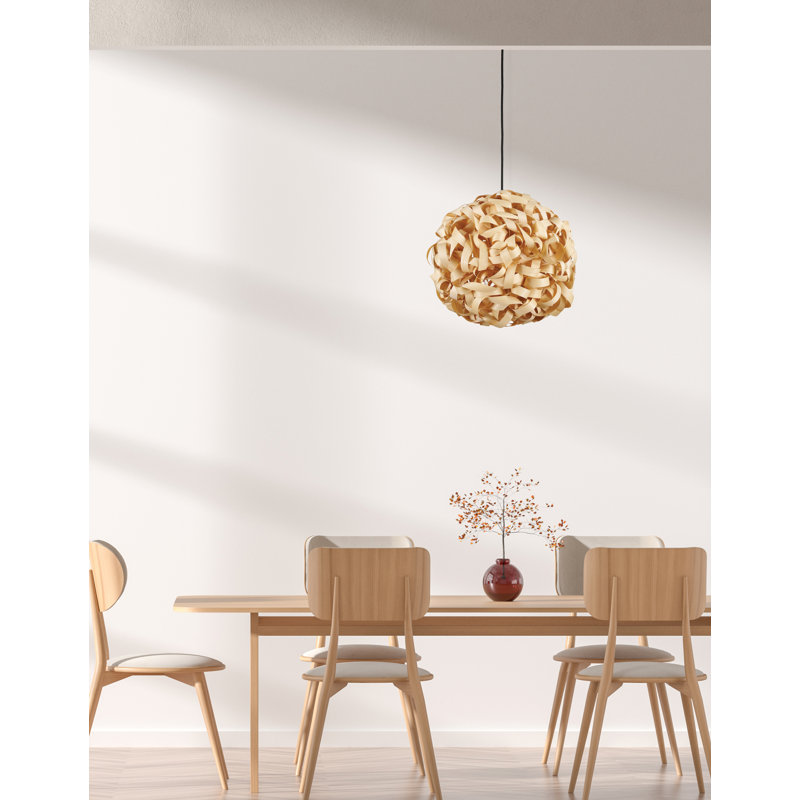 Bailey 1 Light Bamboo Pendant - Large - Natural, 16" H x 16" W x 16" D