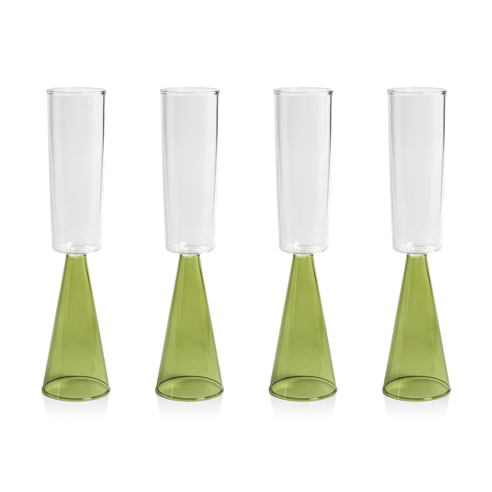 Viterbo Champagne Flutes, Set of 4, Green