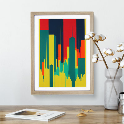 Illuminated City Skyline Abstract - Wall Art