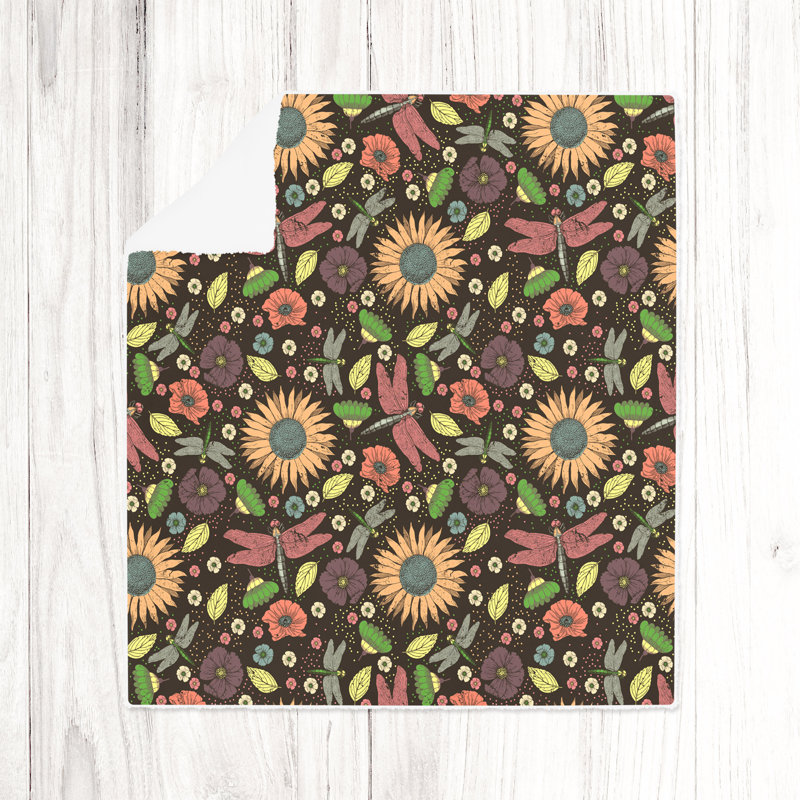 Jeté , Floral, L 60 po x L 80 po, Brun / jaune / vert