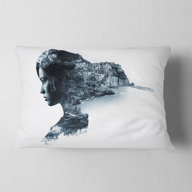 Coussin lombaire en femme à double exposition portrait