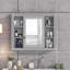 Armoire de rangement murale de salle de bain 35 po x 28 po, armoire à pharmacie, armoire de salle de bain moderne avec miroir, armoire à miroir avec 6 tablettes ouvertes-1476457538