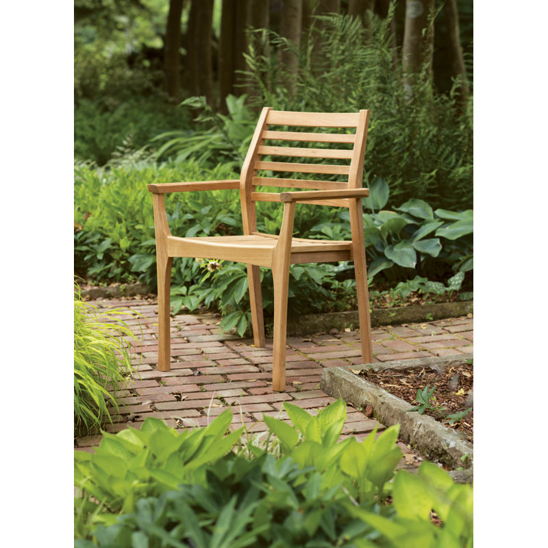 Mera Stacking Patio Dining Chair, Natural Teak