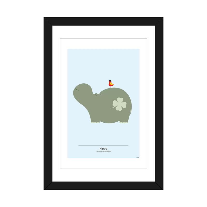 « hippopotame », impression sur toile tendue, H 32 po x l 24 po x P 1 po, Papier beaux-arts encadré noir, Blanc