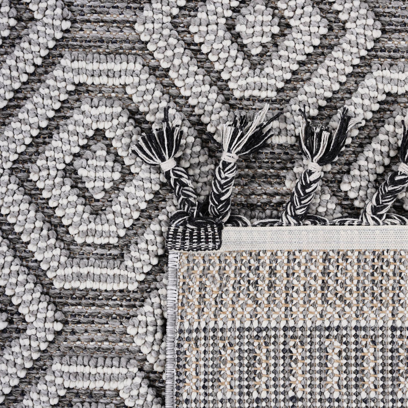 Tapis géométrique gris et blanc 5 x 7, métier à tisser et collection, teint, sans perte de poils, polyvalent, pour vestibule, salle à manger 5 x 7, ambiance relaxante, salon, chambre à coucher