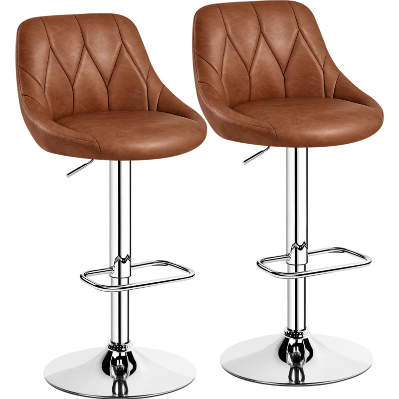 color Swivel Yes Upholstered Faux Leather Yes Bar Stool with Steel Frame, Brown