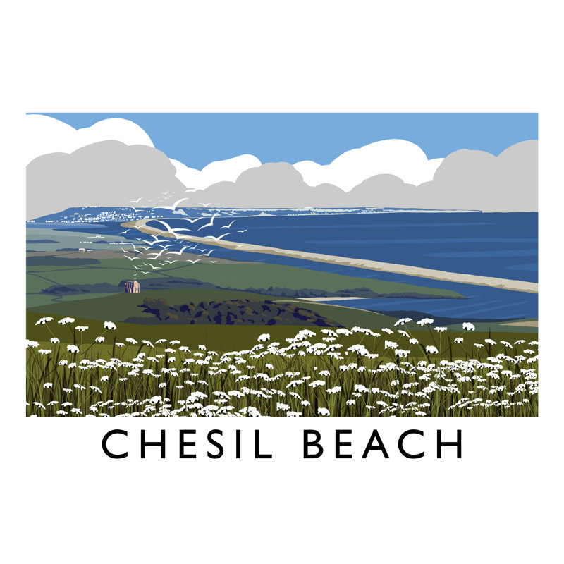 Chesil Beach 2 by Richard O'Neil - Print, 30 cm H x 40 cm W x 1 cm D, No Frame