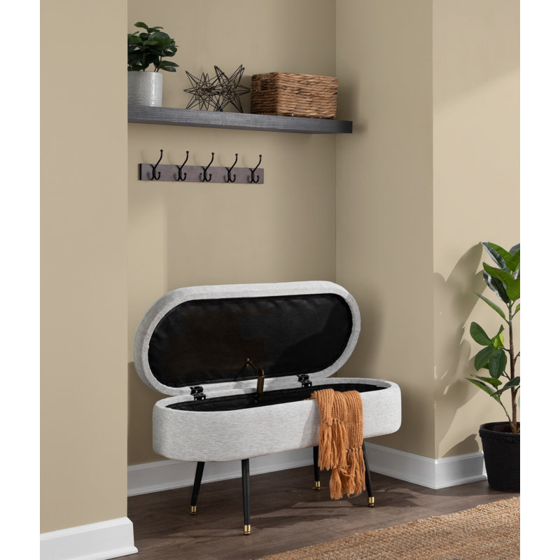 Banc de rangement rembourré Nicastro, Gris clair