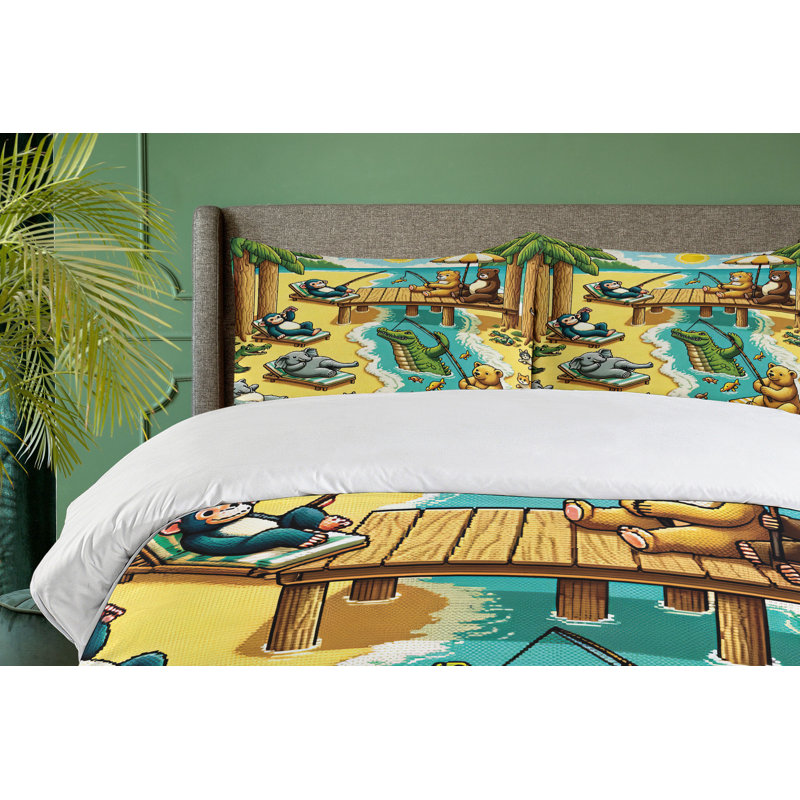 Ensemble de housse de couette en microfibre, Housse de couette pour grand lit et 2 taies décor
