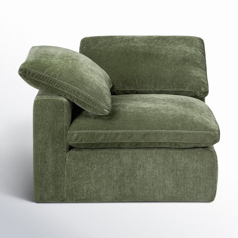 Chaise d'angle rembourrée Wonardo, Tissu vert Sagano