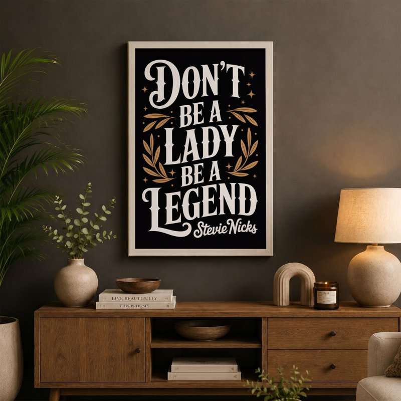 Don't Be A Lady Typography - Wrapped Canvas, 36x24 - 91.4 x 61.0 cm, Sage Border