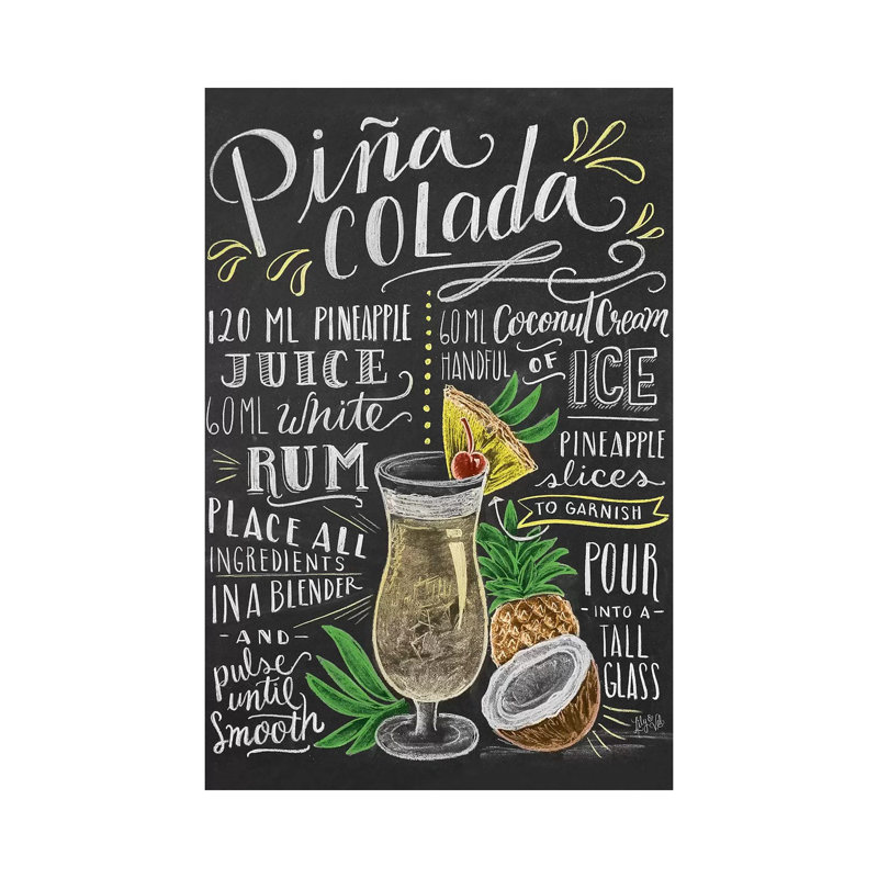 Pina Colada Recipe - Print on Canvas, Wrapped Canvas, 45.72cm H x 30.48cm W x 1.91cm D