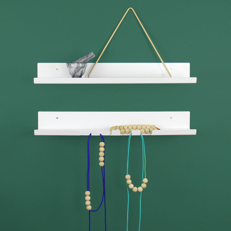 Metal Floating Shelf, White, 3" H x 24" W x 5.37" D
