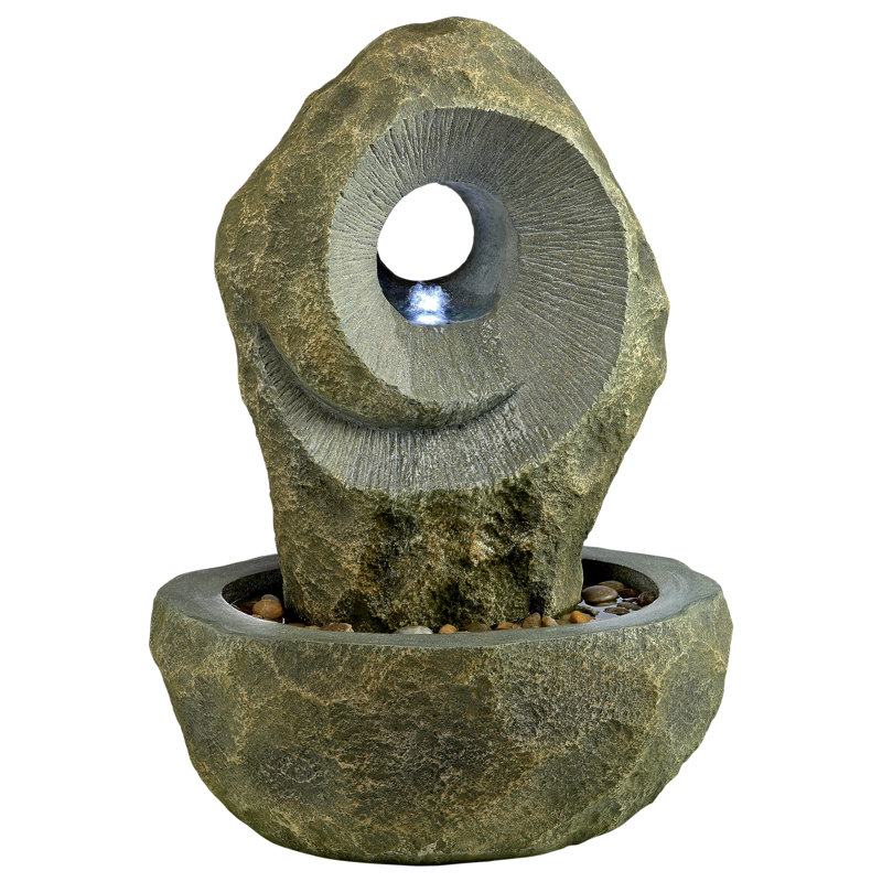 Fontaine de jardin en spirale en cascade avec lumière