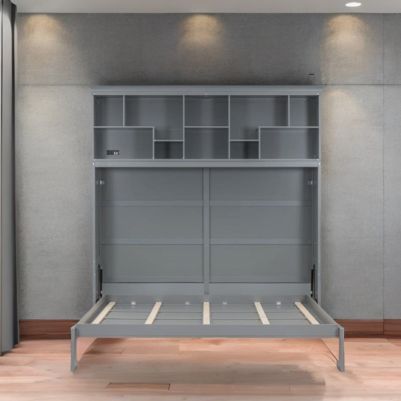 Grand lit escamotable Denzer, gris