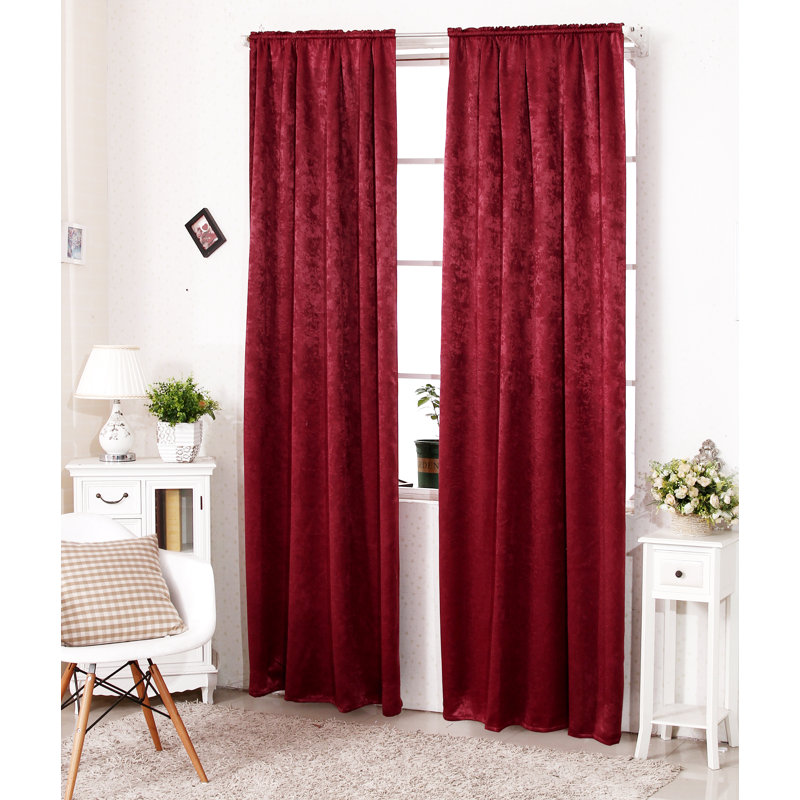 Nettie Slot Top Blackout Thermal Curtain, Red, Width 135 x Drop 245cm