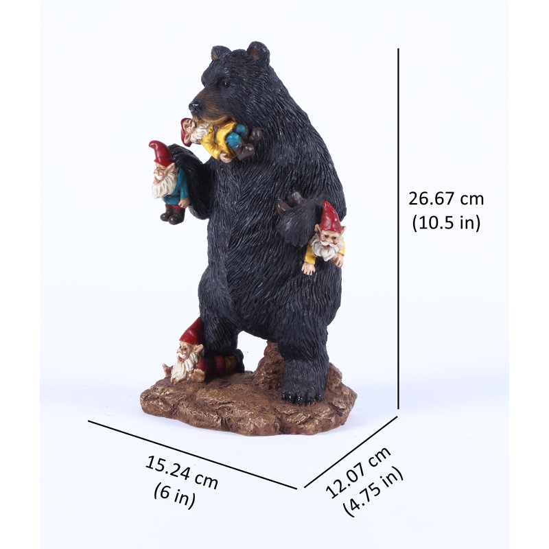 Gnomes in Trouble with Bear Garden Statue