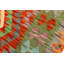 Tapis rouge / turquoise / orange à motif géométrique en laine tissé à plat Jovita 3 pi 6 po x 4 pi 10 po
