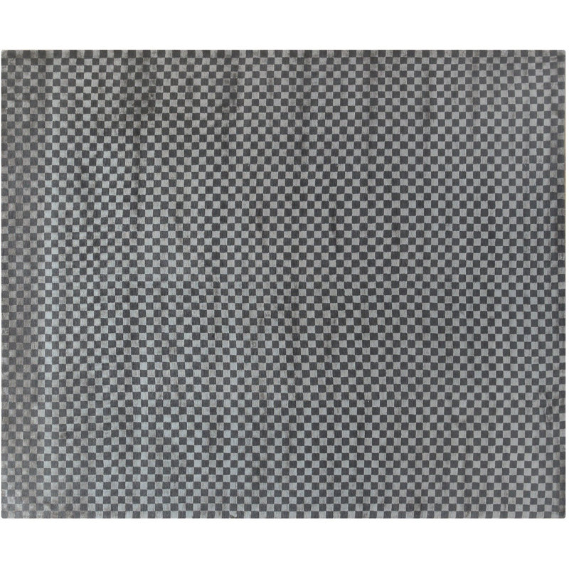 Tapis unique en laine noué à la main gris / noir 8 pi x 10 pi