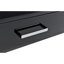 Bureau noir brillant avec prise et deux compartiments de rangement-134892233