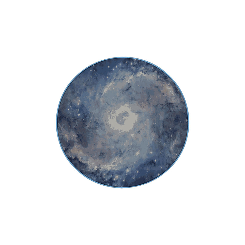 Tapis bleu lavable à la machine, Rond 4 pi