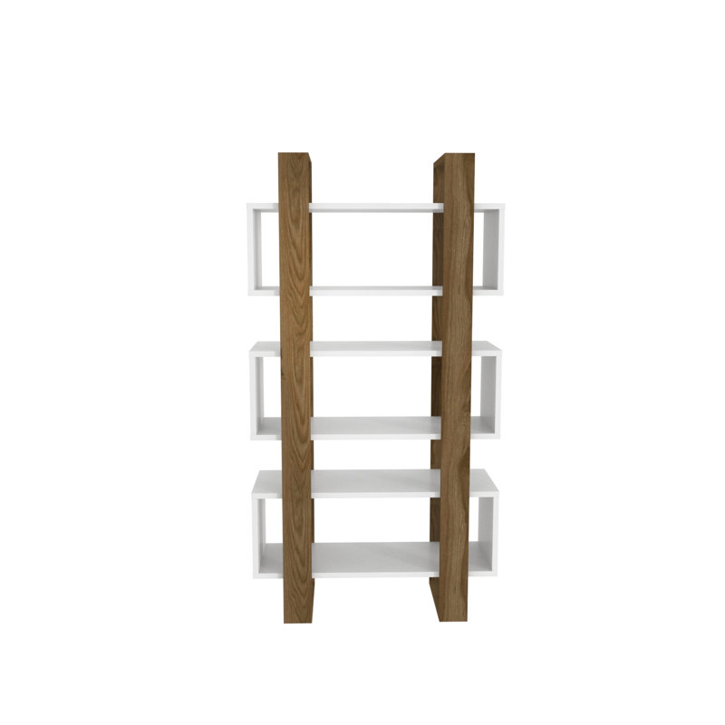 Suaad 150cm H x 80cm W Bookcase, White/Walnut