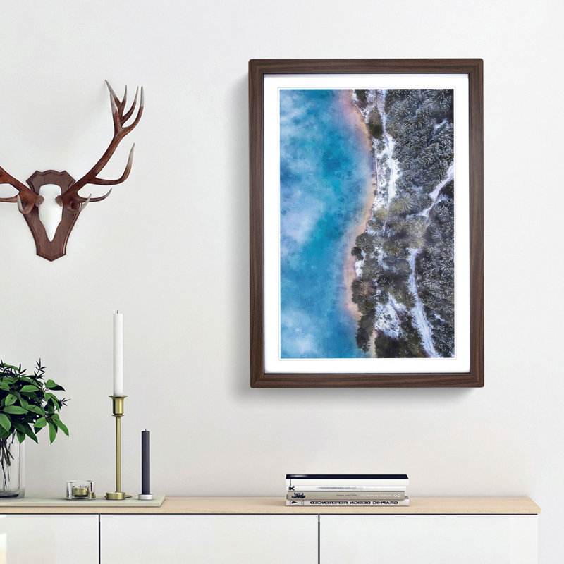 Above Braies Lake in Italy - Picture Frame Painting Print, 33cm H x 24cm W x 2cm D, Walnut Framed