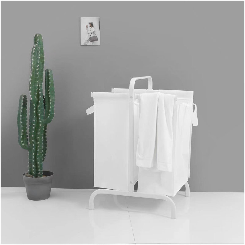 2-Tier Laundry Hamper 110L Large Oxford Clothes Basket Sorter With, Lid And Sorting Cards For Clothes & Toys Storage,White