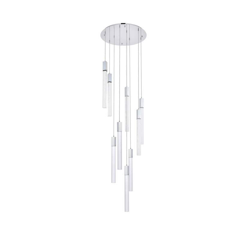 Luminaire suspendu rectangulaire à 9 lumières Aliha, Chrome