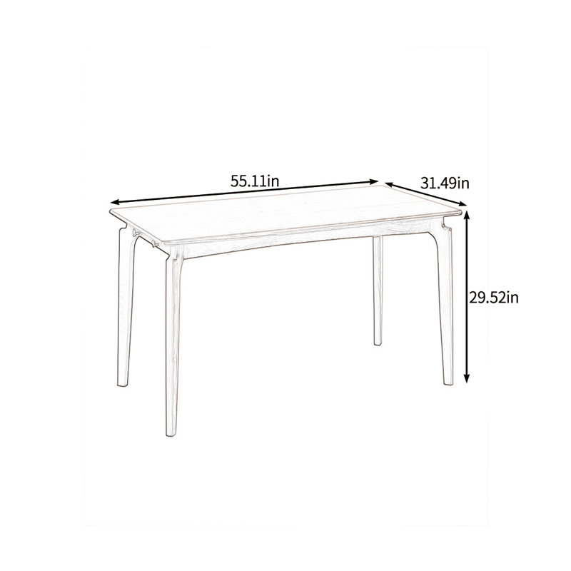 Solid wood dining table with different styles, 29.52"H x 55.11"L x 31.49"W