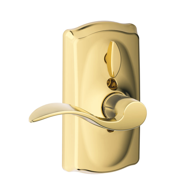 Accent Keypad Lever with Camelot Trim, Polished Brass, Yes, Reversible
