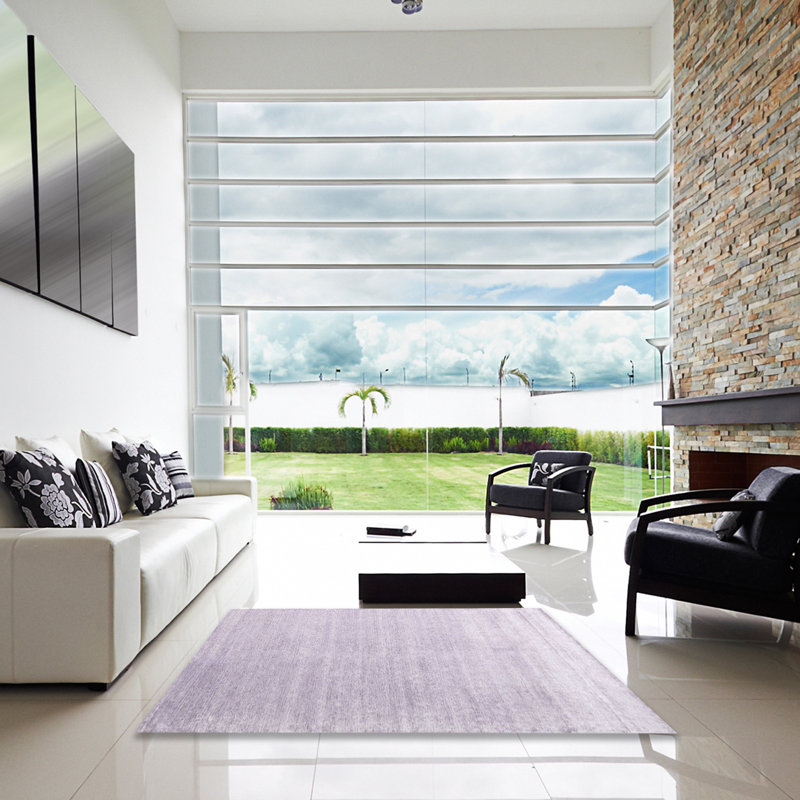 Tapis contemporain violet / gris, Carré 7 pi