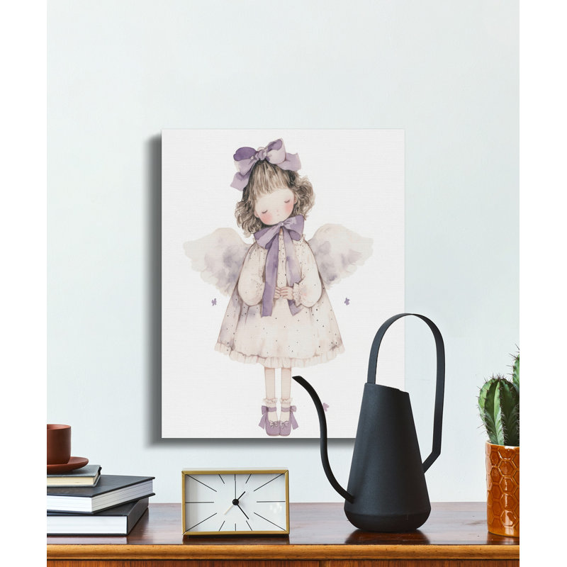 Sweet Angel Girl Purple Bow Canvas, 24x32