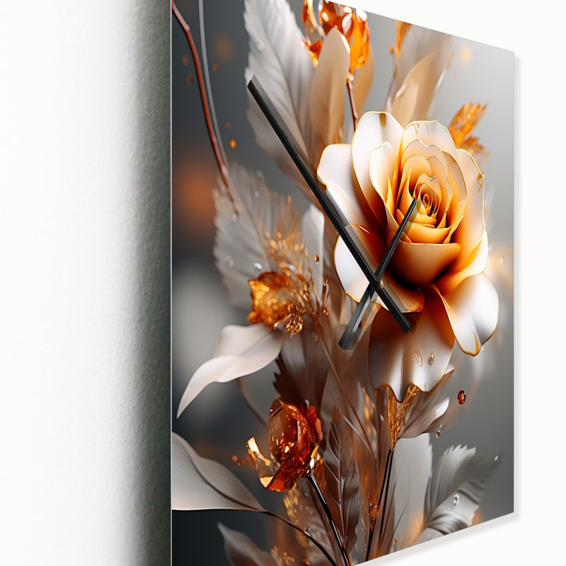 Horloge murale moderne exquise rose délicate Glam Illustration I - Rose, Très grand