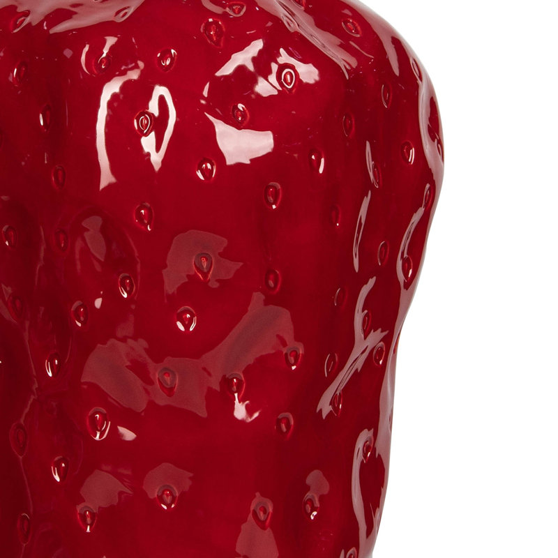 Handmade Ceramic Red Strawberry Vase for Living Room Decoration, Modern Home Decor Accent Piece, 40cm H x 24cm W x 24cm D