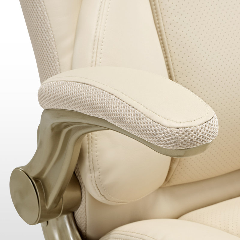 Fauteuil de direction surdimensionné ajustable en similicuir, Blanc, Blanc