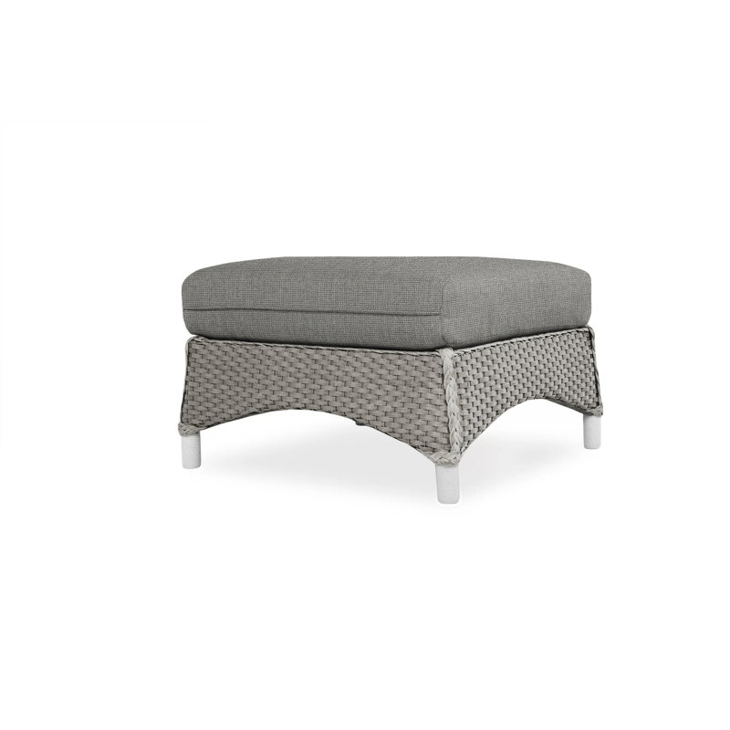Mandalay Outdoor Ottoman, Sailcloth Salt, Pewter