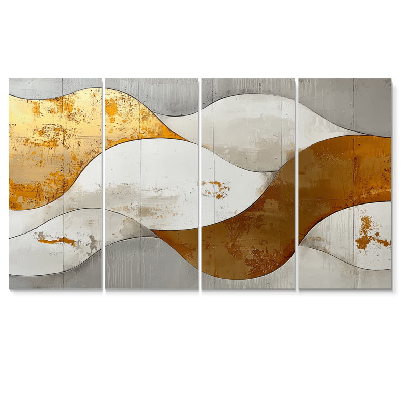 Fosteau III - art mural vagues - art mural moderne pour le salon, H 32 po x l 64 po, 4