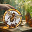 Verre teinté abeille avec fleurs-129204540