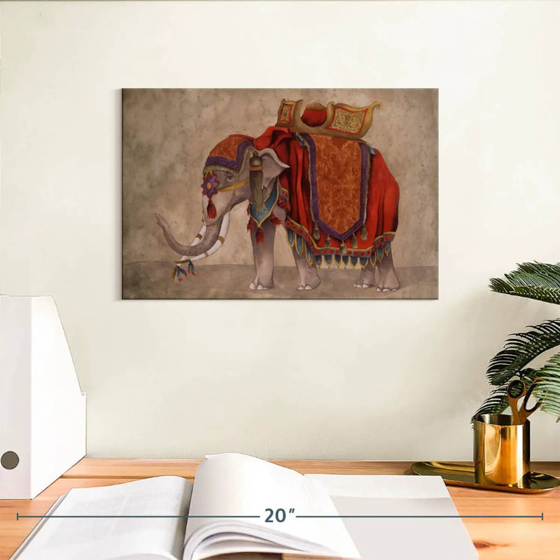 Éléphants de cérémonie I, H 8 po x l 12 po