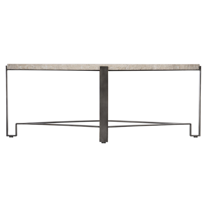 Cream Marble Top Rectangular Cocktail Table with Storage