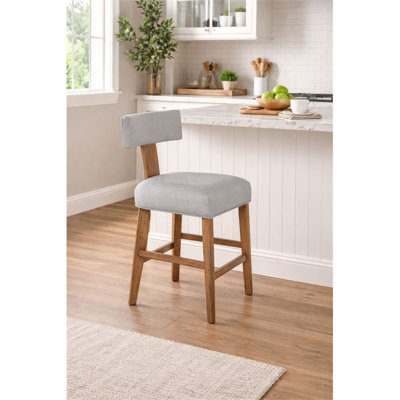 Pemberly Row Rubberwood Upholstered T-Back Counter Stool
