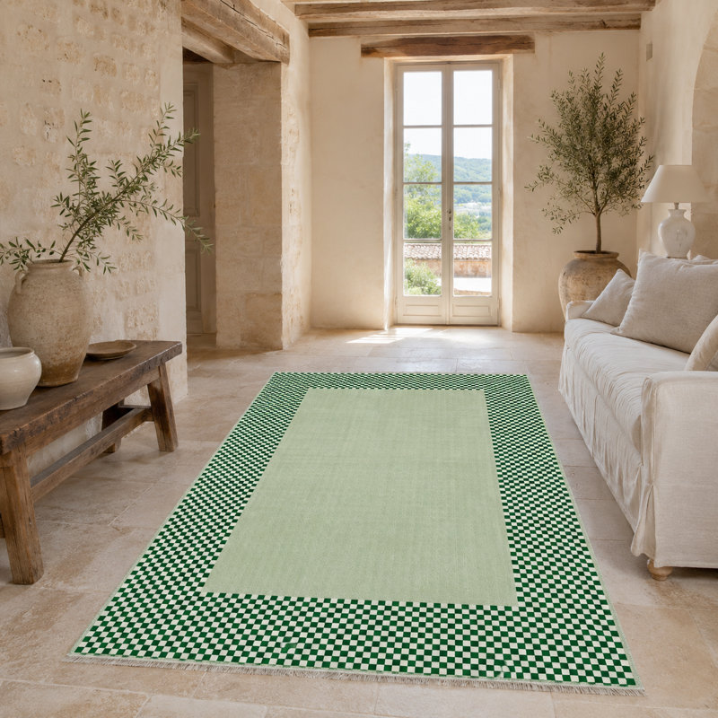 Geometric Cotton and Chenille Flatweave Area Rug, 120 x 180 cm